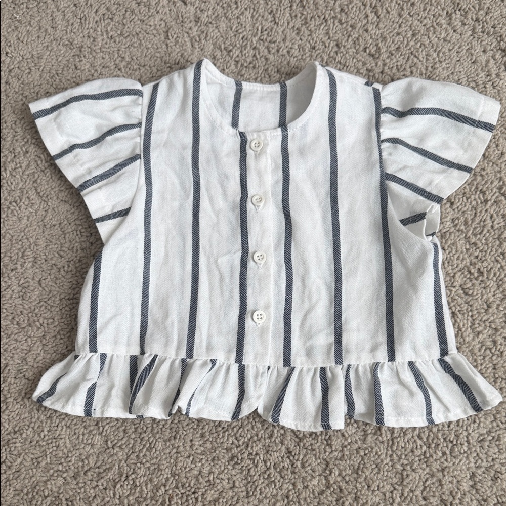 Kids on th moon-Striped Ruffle Sleeve Kids Shirt
